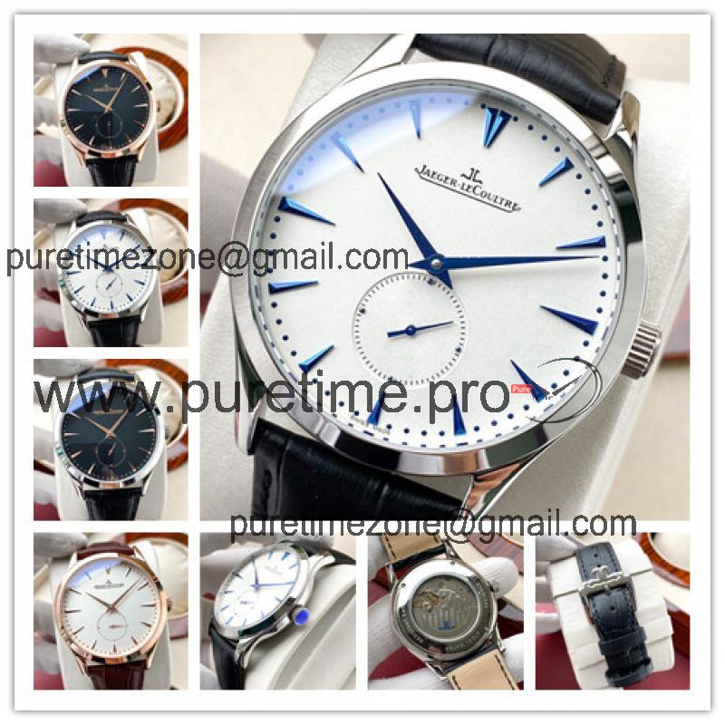 Replica Master Ultra Thin A2813 Automatic Movement Mens Watch White Dial Leather Strap E189