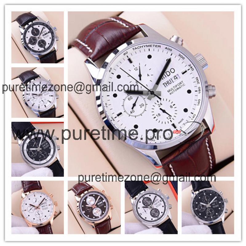 Replica Multifort A21j Automatic Movement Mens Watch White Dial Leather Strap B F03