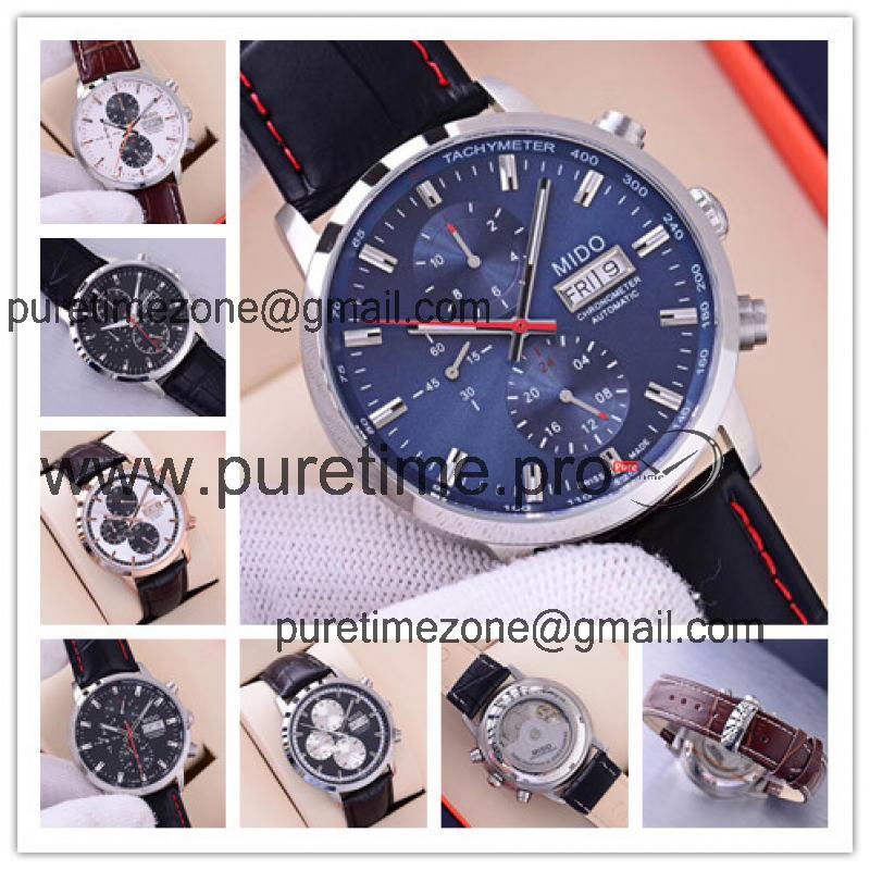 Replica Commander A21j Automatic Movement Mens Watch Blue Dial Leather Strap B F05