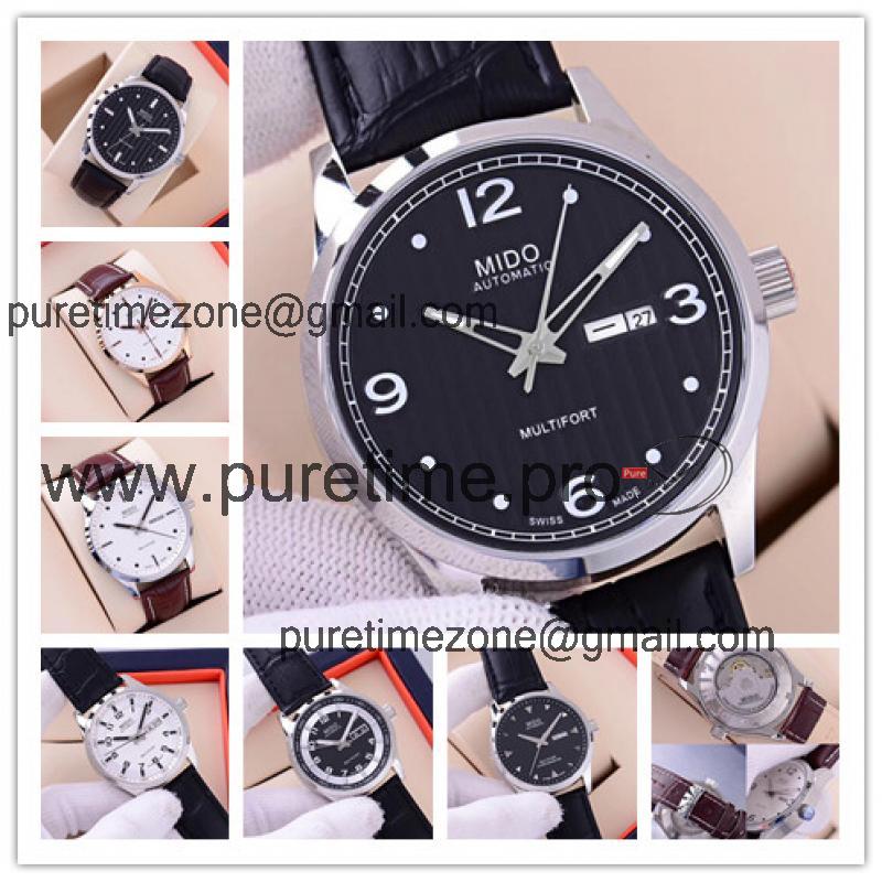 Replica Multifort A21j Automatic Movement Mens Watch Black Dial Leather Strap B F06