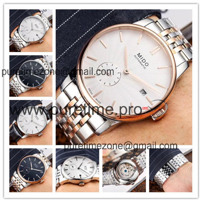 Replica Belluna A21j Automatic Movement Mens Watch White Dial Two Tone Rose Gold B F08