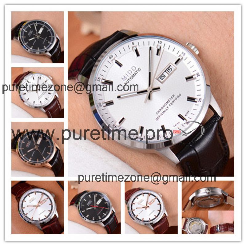 Replica Commander A21j Automatic Movement Mens Watch White Dial Leather Strap B F10