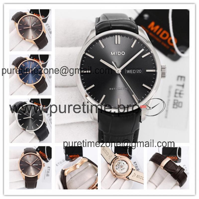 Replica Belluna A2836 Automatic Movement Mens Watch Black Dial Leather Strap B F13