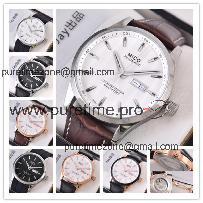 Replica Multifort A21j Automatic Movement Mens Watch White Dial Leather Strap A G03