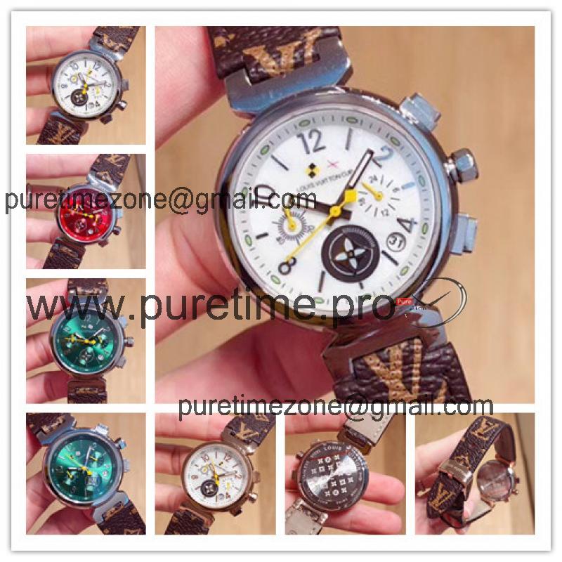 Replica Tambour Moon Swiss Quartz Movement Womens Watch White Dial Leather Strap F02