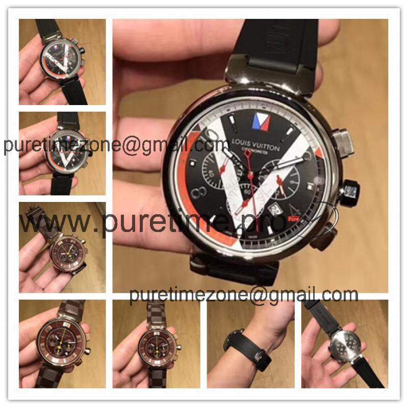 Replica Tambour Moon Swiss Quanrtz Movement Mens Watch Black Dial Rubber Strap F04