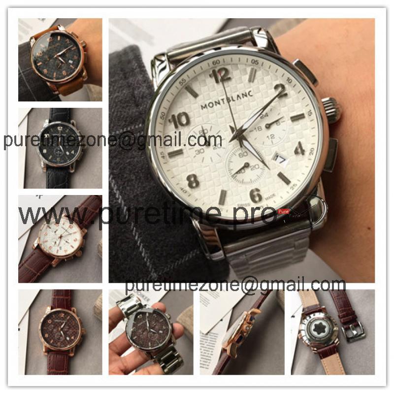 Replica Traditional Japan Quartz Chronograph Movement Mens Watch White Dial Stainless Steel C04