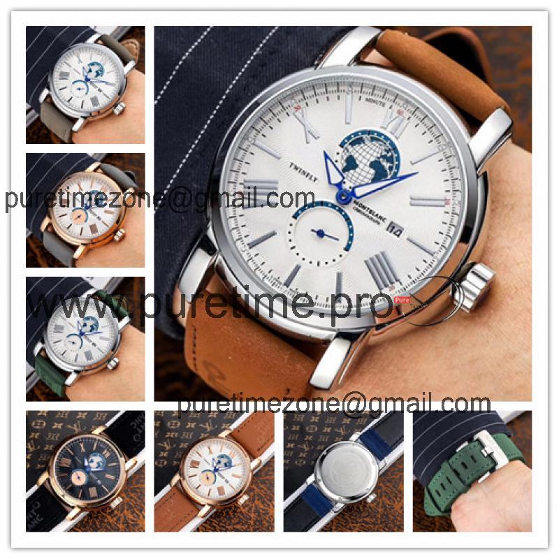 Replica Traditional Japan Quartz Movement Mens Watch White Dial Leather Strap C06