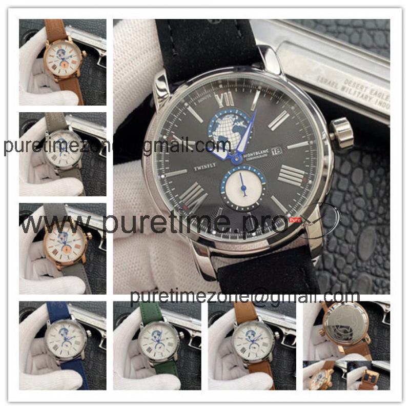 Replica Traditional Japan Quartz Movement Mens Watch Black Dial Leather Strap C07