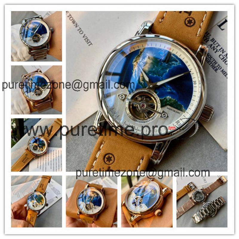 Replica Traditional A21j Automatic Movement Mens Watch Tourbillon Dial Leather Strap C12