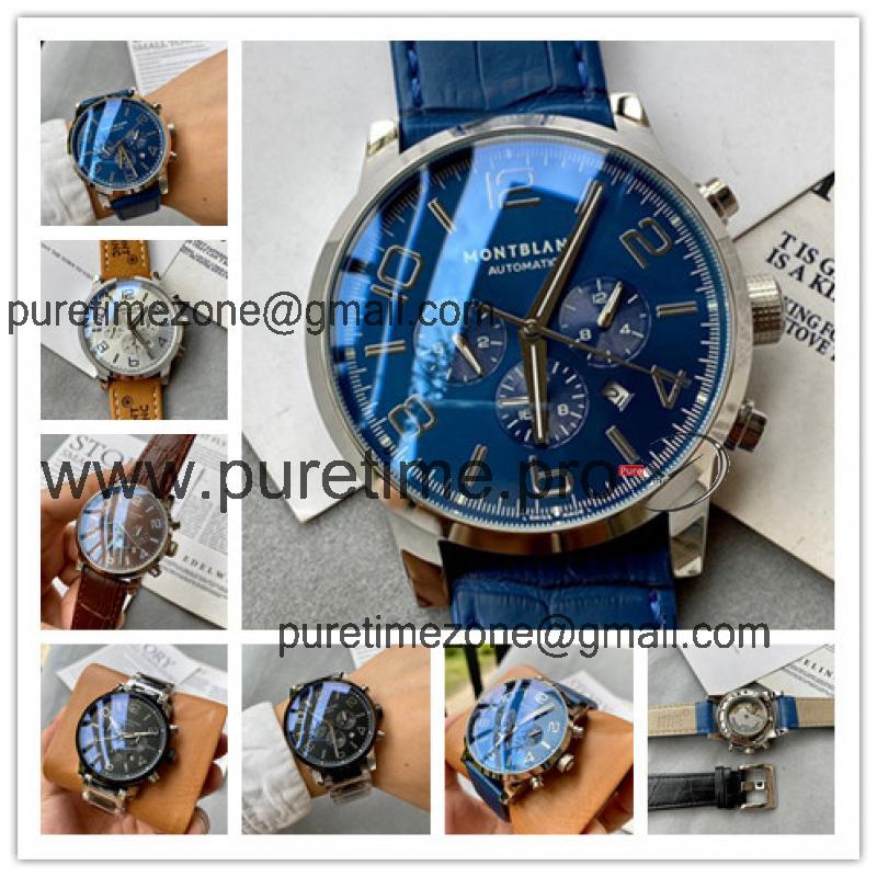 Replica Traditional A21j Automatic Movement Mens Watch Blue Dial Leather Strap C13