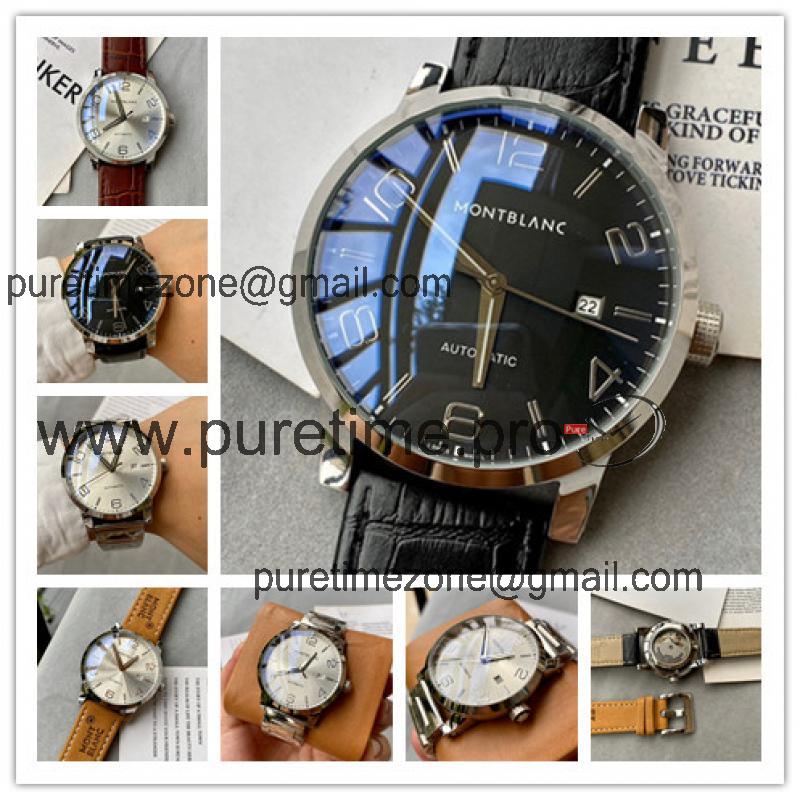 Replica Traditional A21j Automatic Movement Mens Watch Black Dial Leather Strap C15