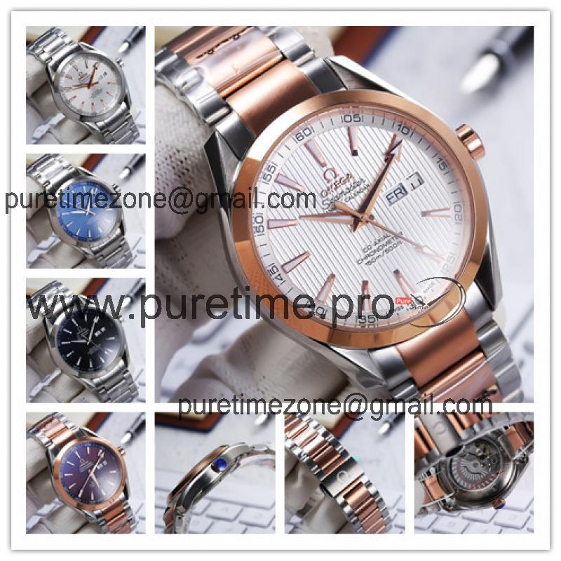 Replica Seamaster A21j Automatic Movement Mens Watch White Dial Two Tone Rose Gold A E22