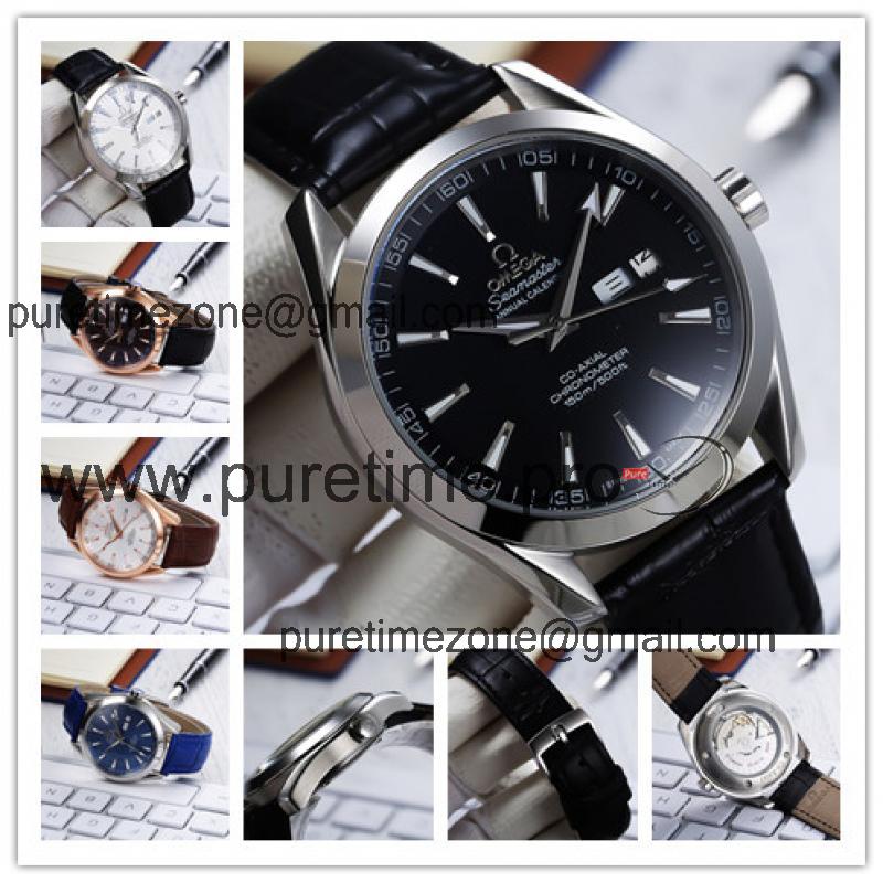 Replica Seamaster A21j Automatic Movement Mens Watch Black Dial Leather Strap B E22