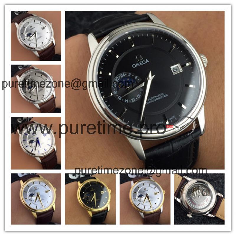 Replica De Ville A2813 Automatic Movement Mens Watch Black Dial Leather Strap B E30