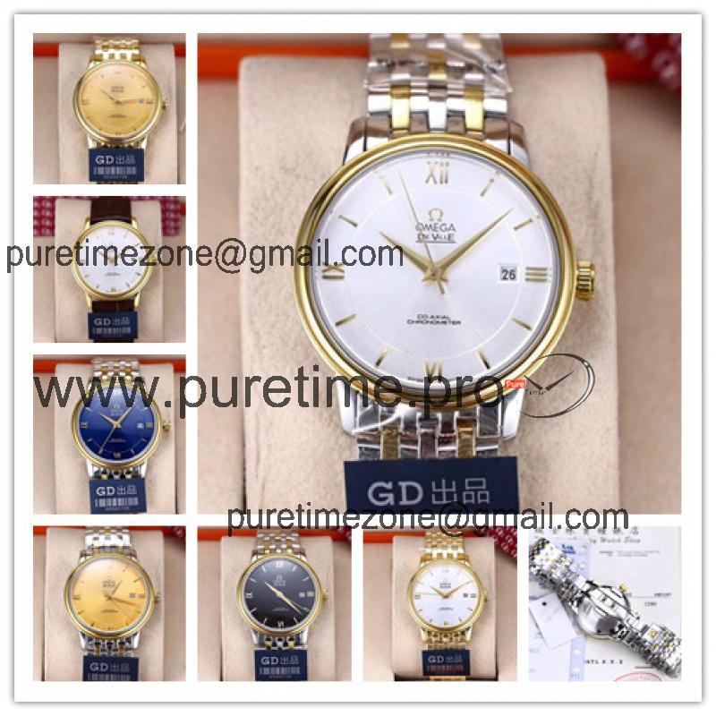 Replica De Ville Japan Miyota 8215 Automatic Movement Mens Watch White Dial Two Tone Yellow Gold E31