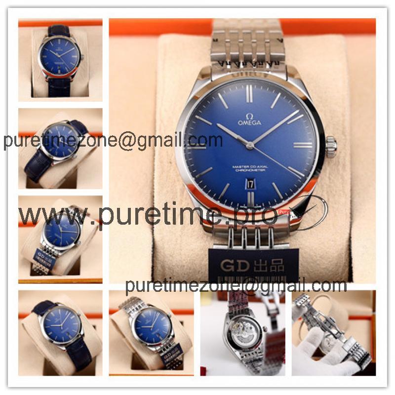 Replica De Ville Japan Miyota 821A Automatic Movement Mens Watch Blue Dial Stainless Steel E32