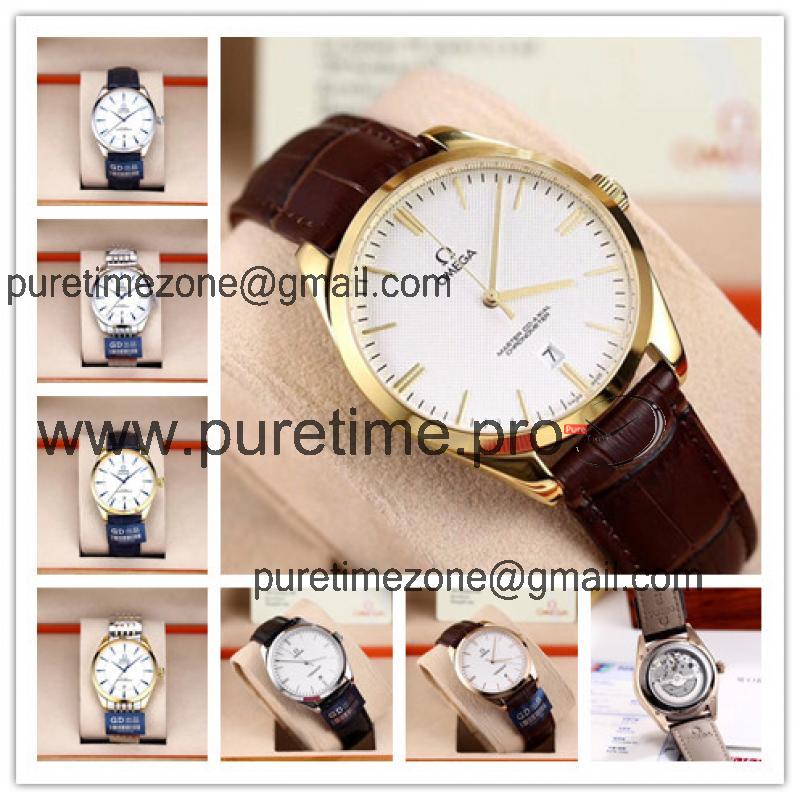 Replica De Ville Japan Miyota 821A Automatic Movement Mens Watch White Dial Leather Strap E37