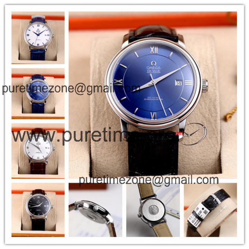 Replica De Ville Japan Miyota 8215 Automatic Movement Mens Watch Blue Dial Leather Strap E38