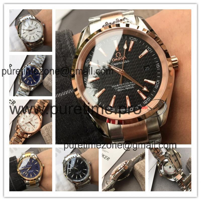 Replica Seamaster A21j Automatic Movement Mens Watch Black Dial Two Tone Rose Gold E47