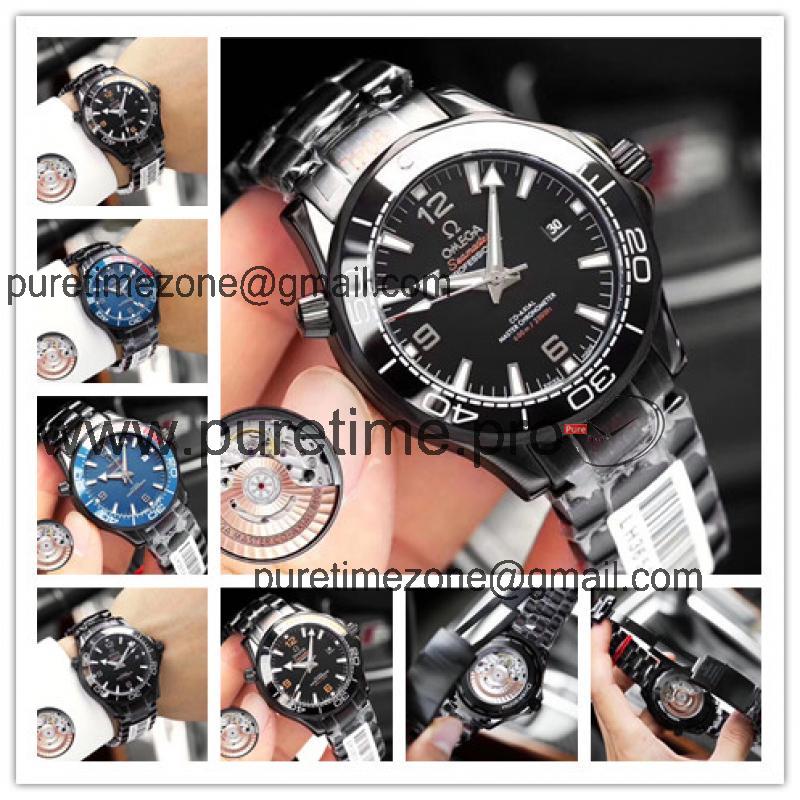 Replica Seamaster Japan Miyota 821A Automatic Movement Mens Watch Black Dial PVD Steel H E71