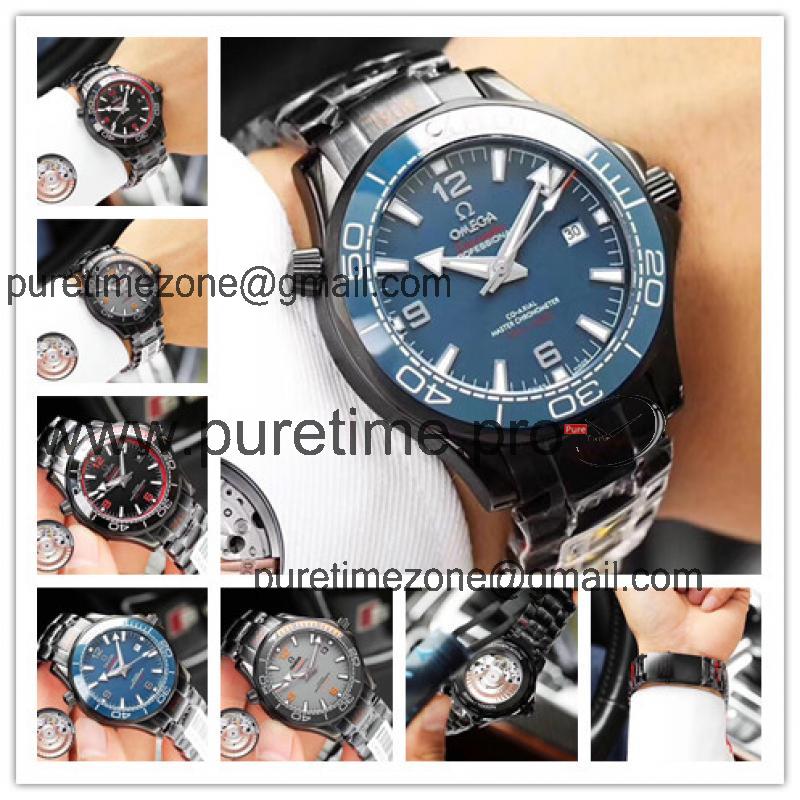 Replica Seamaster Japan Miyota 821A Automatic Movement Mens Watch Blue Dial PVD Steel I E71