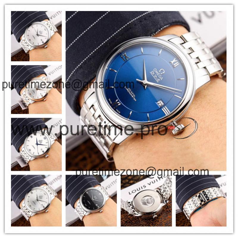 Replica De Ville Japan Miyota 8215 Automatic Movement Mens Watch Blue Dial Stainless Steel B E78