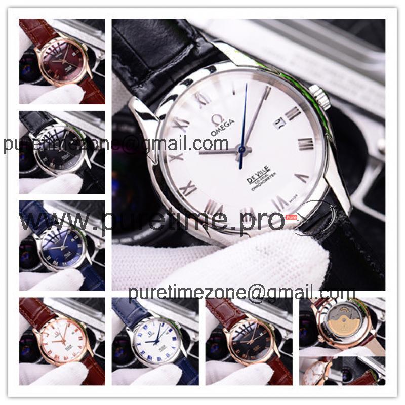 Replica De Ville A21j Automatic Movement Mens Watch White Dial Leather Strap A E79