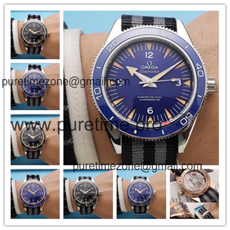 Replica Seamaster A21j Automatic Movement Mens Watch Blue Dial Nylon Strap A E82