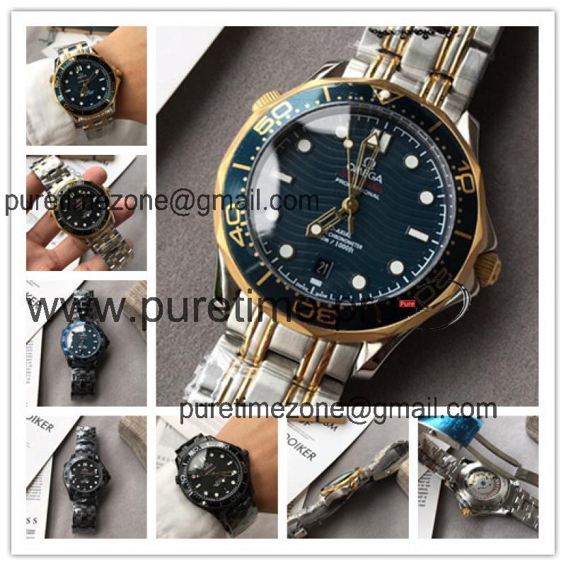 Replica Seamaster A21j Automatic Movement Mens Watch Blue Dial Two Tone Yellow Gold A E102