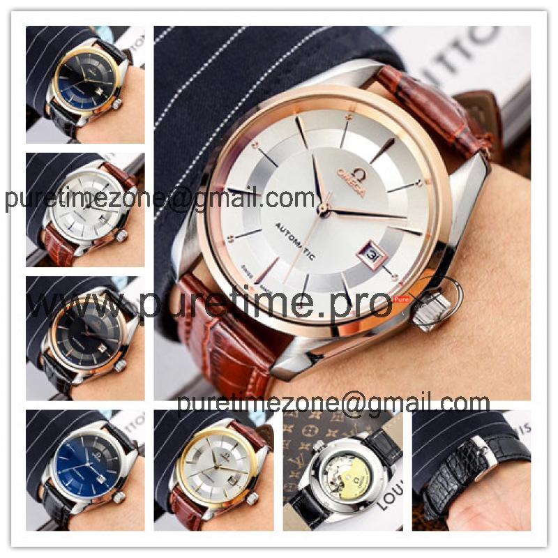 Replica De Ville A21j Automatic Movement Mens Watch Silver Dial Leather Strap B E126