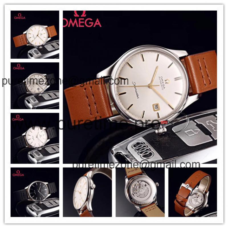 Replica Seamaster A21j Automatic Movement Mens Watch White Dial Leather Strap E128