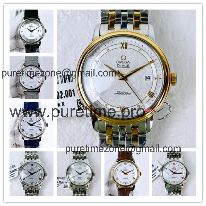 Replica De Ville Japan Miyota 8215 Automatic Movement Mens Watch White Dial Two Tone Yellow Gold E130