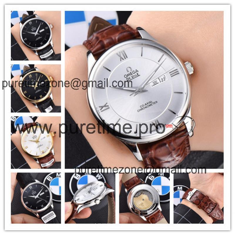 Replica De Ville A21j Automatic Movement Mens Watch Silver Dial Leather Strap B E134