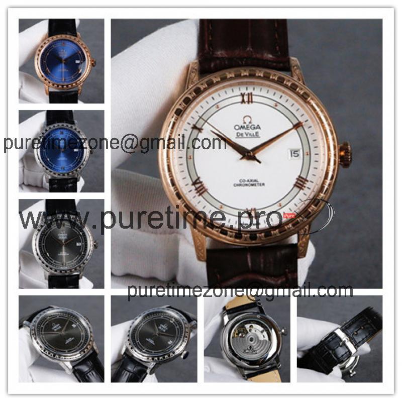 Replica De Ville A21j Automatic Movement Mens Watch White Dial Leather Strap E160