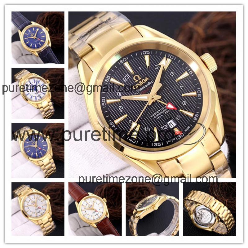 Replica Seamaster A21j Automatic Movement Mens Watch Black Dial Yellow Gold B E163