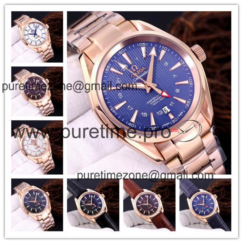 Replica Seamaster A21j Automatic Movement Mens Watch Blue Dial Rose Gold C E163