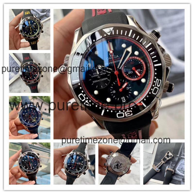 Replica Seamaster A21j Automatic Movement Mens Watch Black Dial Rubber Strap A E170