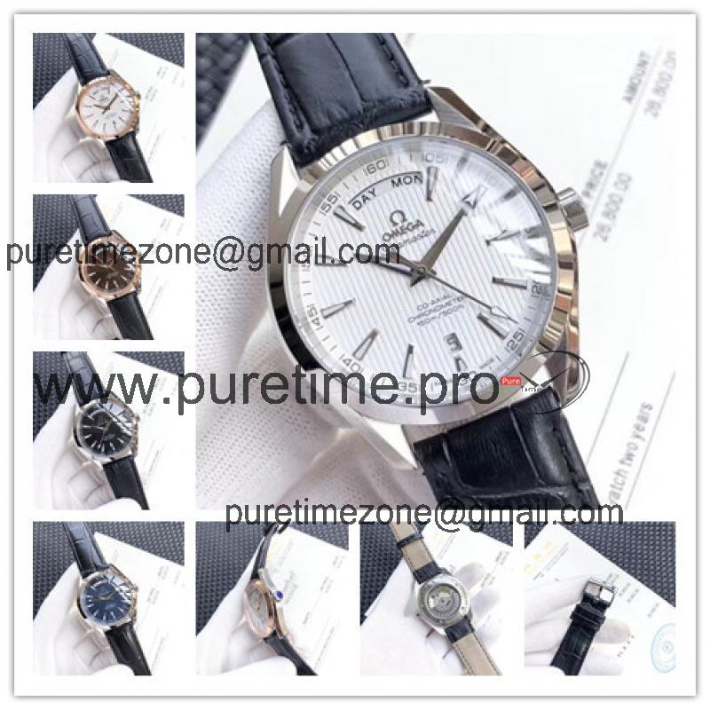 Replica Seamaster A21j Automatic Movement Mens Watch White Dial Leather Strap B E186