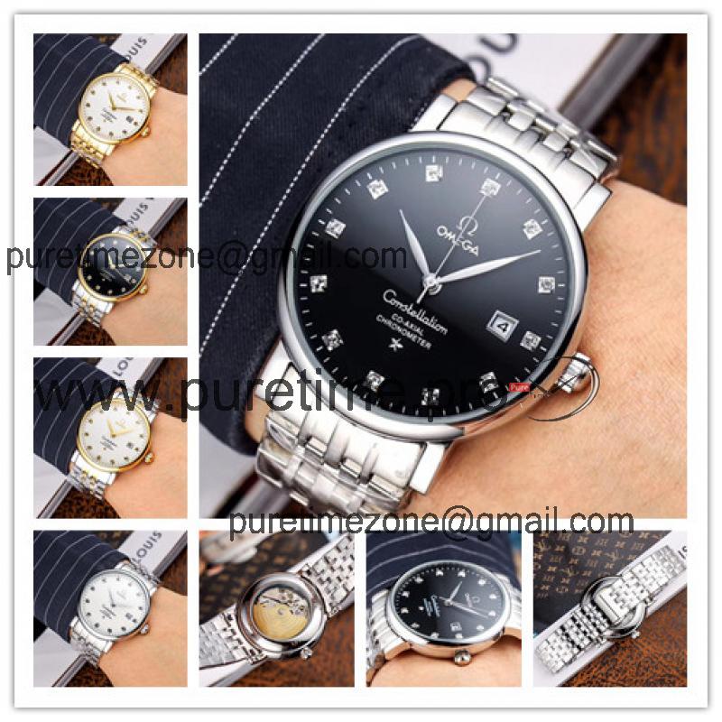 Replica Constellation A21j Automatic Movement Mens Watch Black Dial Stainless Steel B E199