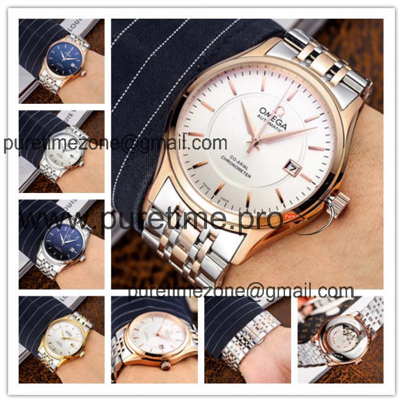 Replica De Ville A21j Automatic Movement Mens Watch Silver Dial Two Tone Rose Gold B E218