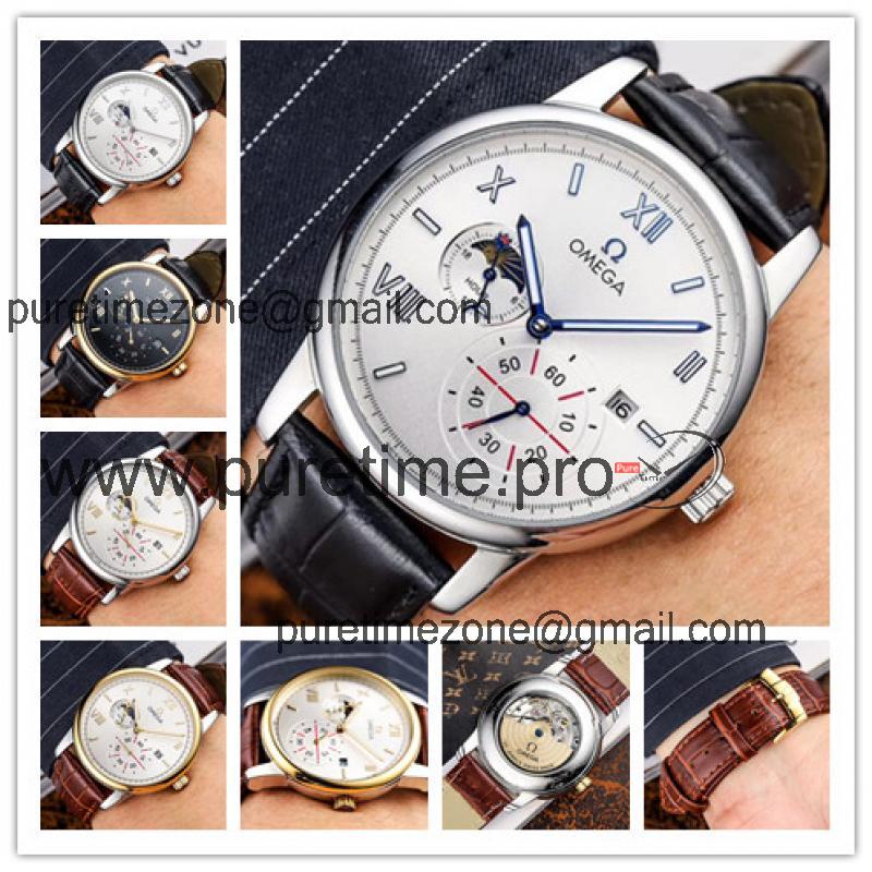 Replica Specialities A21j Automatic Movement Mens Watch Silver Dial Leather Strap A E225