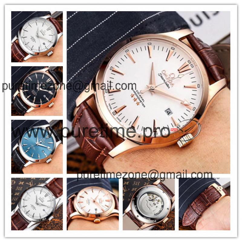 Replica Seamaster A21j Automatic Movement Mens Watch White Dial Leather Strap A E226