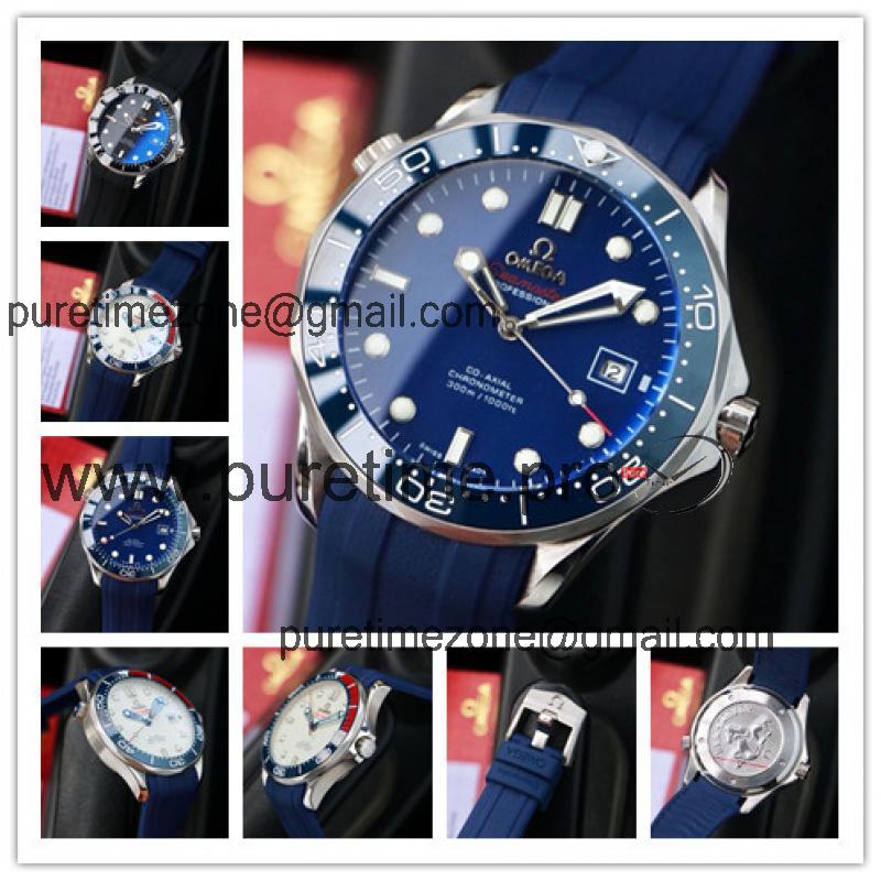 Replica Seamaster A21j Automatic Movement Mens Watch Blue Dial Rubber Strap E239