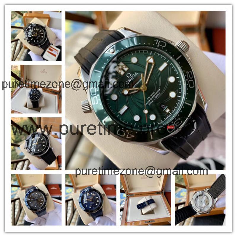 Replica Seamaster A21j Automatic Movement Mens Watch Green Dial Rubber Strap B E250