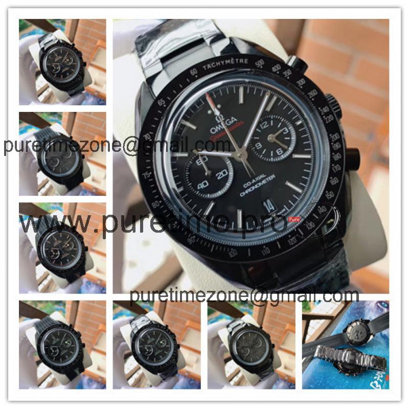 Replica Speedmaster A21j Automatic Movement Mens Watch Black Dial PVD Steel A E257