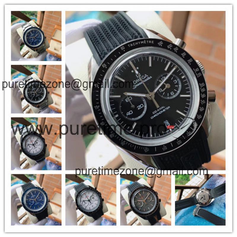 Replica Speedmaster A21j Automatic Movement Mens Watch Black Dial Rubber Strap B E257