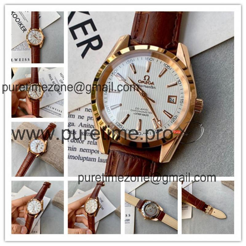 Replica Seamaster A21j Automatic Movement Womens Watch White Dial Leather Strap E261