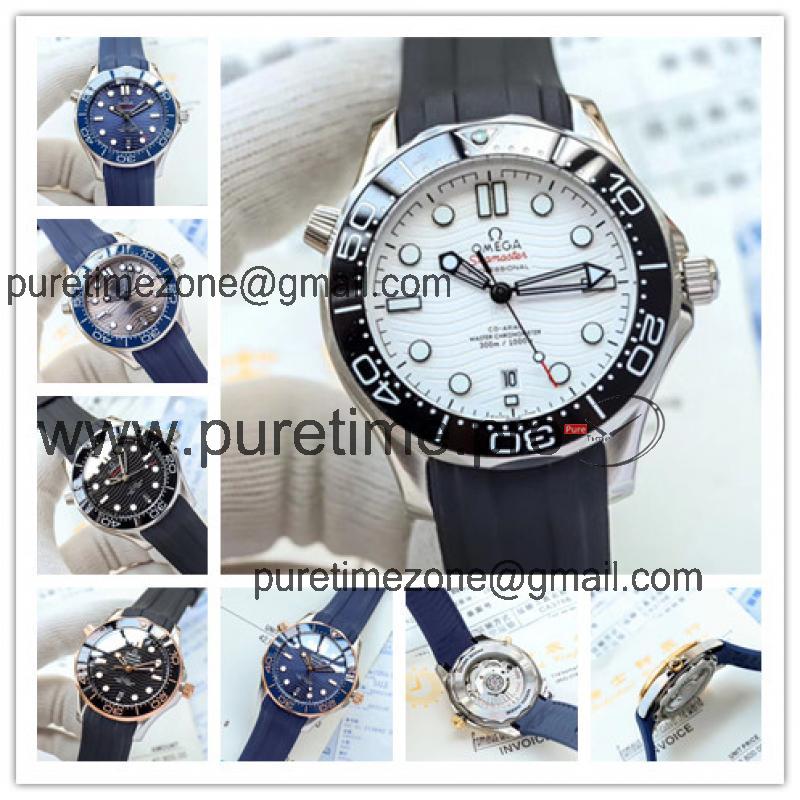 Replica Seamaster Japan Miyota 8215 Automatic Movement Mens Watch White Dial Rubber Strap B E265