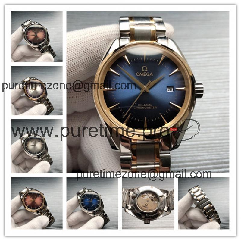 Replica Specialities A21j Automatic Movement Mens Watch Blue Dial Two Tone Yellow Gold B E275